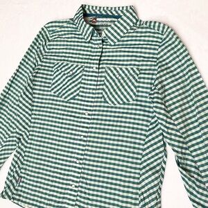 Women’s Simms Guide Series Long Sleeve Fishing Shirt Green Teal Gingham Medium